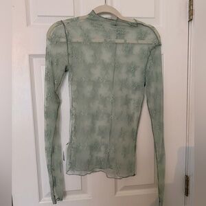 Free People - Lace Mesh Long Sleeve - Green - Medium